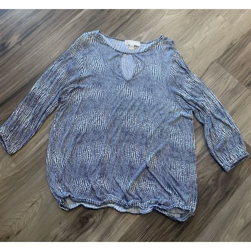 Ladies Michael Kors Blouse Viscose‎ White Blue Size OX